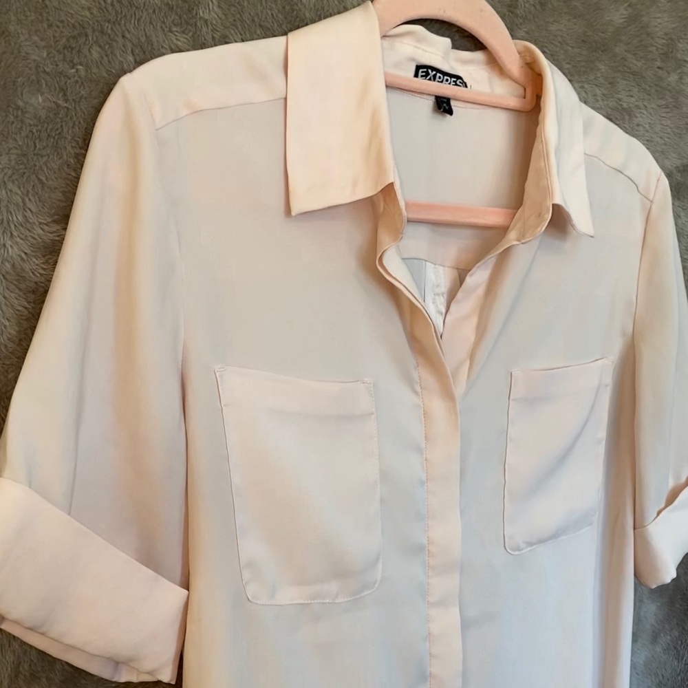 Express Button-Down Pale Pink Blouse - image 5